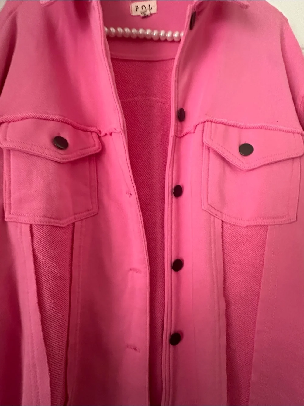 Pol Bubblegum Pink Distressed Crop Jacket - Picture 3 of 10